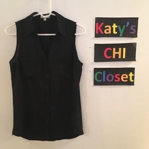 Express Black Sleeveless Button Down Shirt M